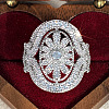 Brass Micro Pave Cubic Zirconia Finger Rings for Women FS-WGE2DD0-04-3