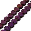 Electroplated Natural Lava Rock Beads Strands G-Q1009-G01-01E-1