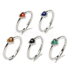 Heart Natural Mixed Stone Adjustable Rings RJEW-Q818-02P-1