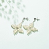 Glass Pearl Braided Star Stud Earrings EJEW-JE04982-01-2