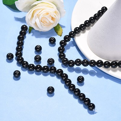 Synthetic Black Stone Beads Strands G-G088-10mm-1