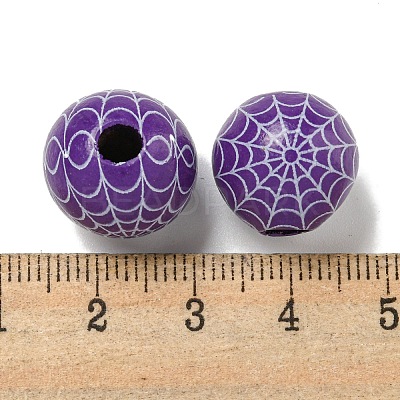 Printed Wood European Beads WOOD-G022-08A-08-1