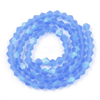 Imitate Austrian Crystal Bicone Frosted Glass Beads Strands GLAA-F029-TM4mm-A07-1