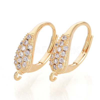 Brass Cubic Zirconia Leverback Earring Findings KK-S340-45G-1