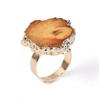 Natural Agate Cuff Rings RJEW-Q035-01G-1