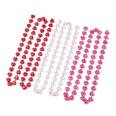 3Pcs 3 Colors Iron Glass Handmade Heart Link Chains AJEW-JB01447-1
