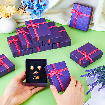 Rectangle Paper Jewelry Set Storage Boxes with Bowknot X1-CON-TAC0014-04B-1