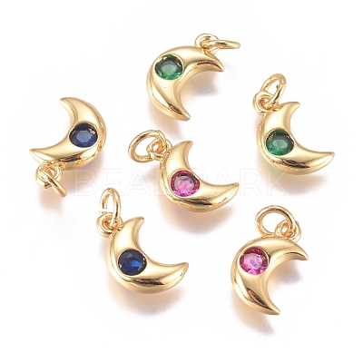 Brass Micro Pave Cubic Zirconia Charms ZIRC-G168-56G-1