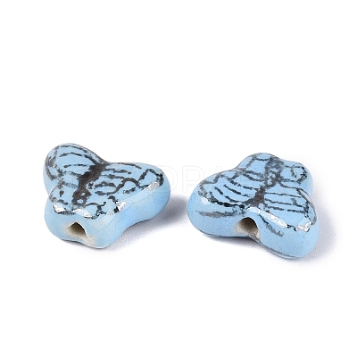 Hand Painted Butterfly Porcelain Beads PORC-Q006-05E-1