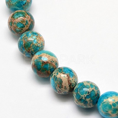 Natural Imperial Jasper Round Bead Strands G-I103-8mm-03-1