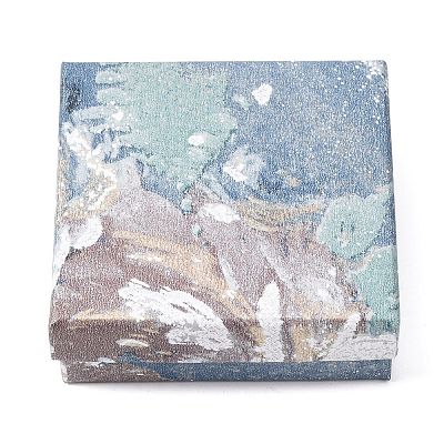 Floral Oil Painting Print Square Cardboard Jewelry Boxes CBOX-A010-01B-04-1
