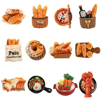 12Pcs 12 Styles Bread Themed Resin Pins JEWB-CJ0003-09-1