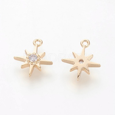 Brass Cubic Zirconia Charms X-ZIRC-Q002-143G-1