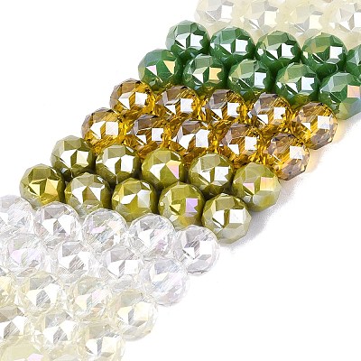 Electroplate Imitation Jade & Opaque & Transparent Glass Beads Strands EGLA-Q135-8MM-A15-1