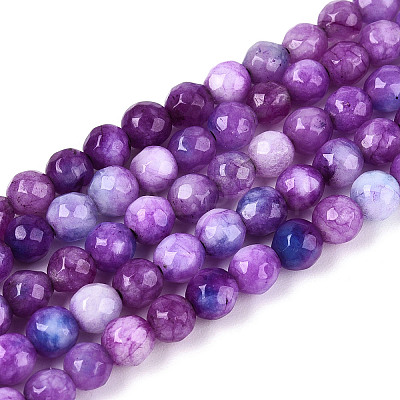 Dyed Natural White Jade Beads Strands X-G-T139-4mm-60-11-1