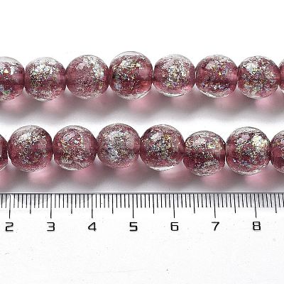 Handmade Dichroic Foil Glass Beads Strands DICH-U001-06F-1