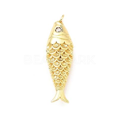 Brass Micro Pave Clear Cubic Zirconia Pendants X-KK-G416-11G-1