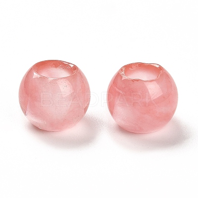 Cherry Quartz Glass European Beads G-R488-01F-1