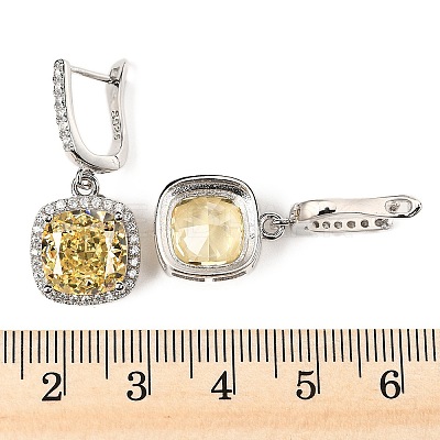925 Sterling Silver Micro Pave Cubic Zirconia Dangle Hoop Earrings EJEW-F371-01A-02-1