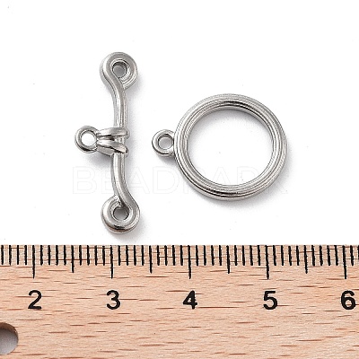 Non-Tarnish 304 Stainless Steel Ring Toggle Clasps STAS-A092-09C-P-1