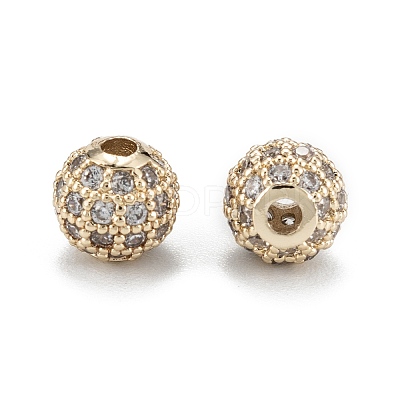Brass Micro Pave Clear Cubic Zirconia Beads LS-ZIRC-D274-02G-01-1