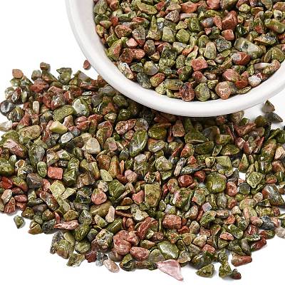 Natural Unakite Chip Beads G-O103-14-1