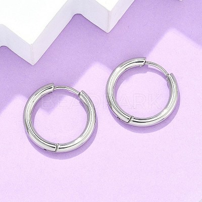 Tarnish Resistant 304 Stainless Steel Huggie Hoop Earrings EJEW-F111B-19mm-P-1