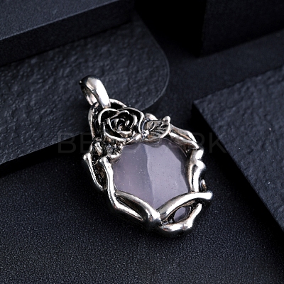 Natural Rose Quartz Pendants PW-WGC9437-06-1
