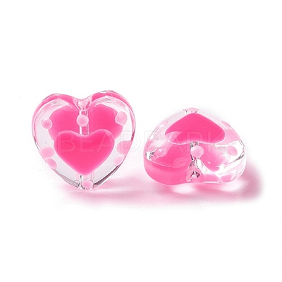 Glass Heart Beads GLAA-D005-01B-1