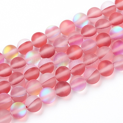 Synthetic Moonstone Beads Strands G-R375-8mm-A18-1