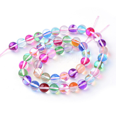 Synthetic Moonstone Beads Strands G-R375-8mm-B08-1