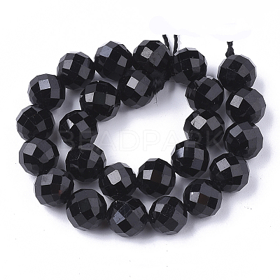 Natural Black Tourmaline Beads Strands X-G-S345-8mm-002-1