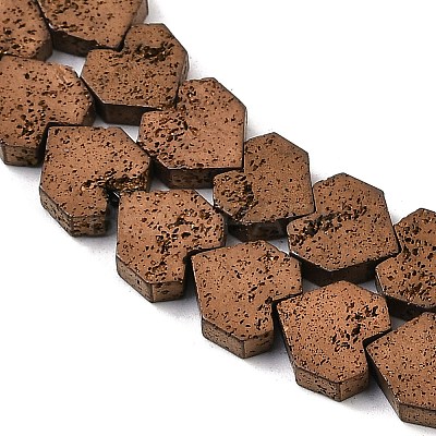 Electroplated Natural Lava Rock Beads Strands G-K388-04B-05-1