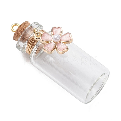 8Pcs Flower Glass Wish Bottle Pendants PALLOY-JF04568-1