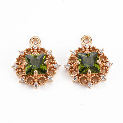 Rack Plating Brass Micro Pave Clear Cubic Zirconia Pendants KK-T060-61C-RS-1