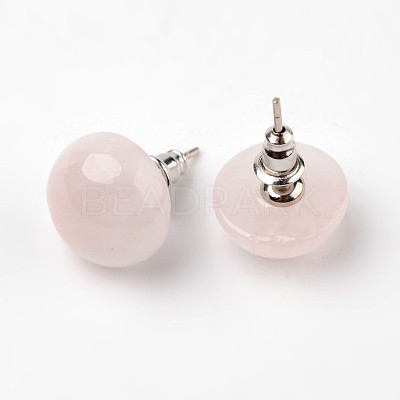 Half Round Dome Natural & Synthetic Mixed Stone Stud Earrings EJEW-L171-M-1