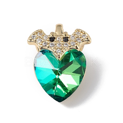 Real 18K Gold Plated Rack Plating Brass Micro Pave Clear Cubic Zirconia Pendants KK-C015-10G-07-1