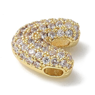 Brass Micro Pave Cubic Zirconia Beads KK-P290-61G-V-1