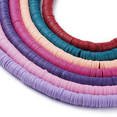 Flat Round Handmade Polymer Clay Beads CLAY-R067-8.0mm-M3-1