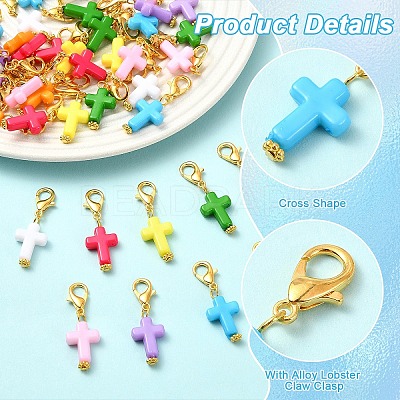 40Pcs 8 Colors Acrylic Pendant Decorations HJEW-YW00529-1
