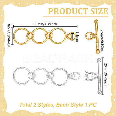2Pcs 2 Colors 925 Sterling Silver Toggle Clasps STER-GA0001-41-1