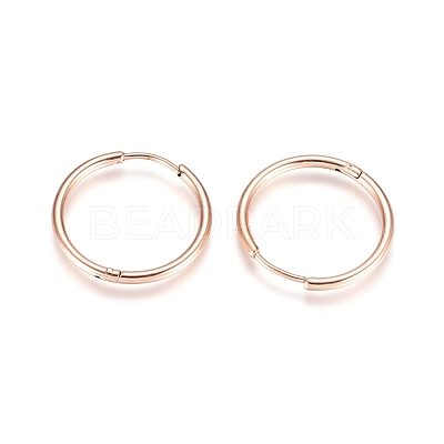 304 Stainless Steel Huggie Hoop Earrings EJEW-G272-02-20mm-RG-1