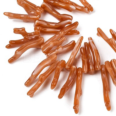 Opaque Acrylic Imitation Coral Beads Strands SACR-P033-01A-09-1