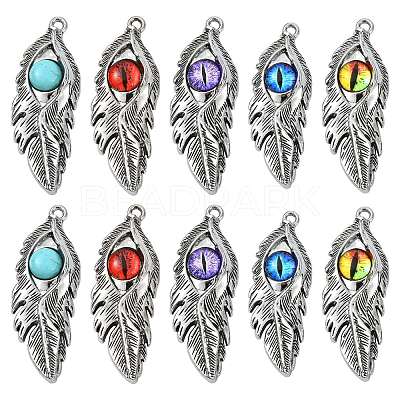 10Pcs 5 Colors Alloy Glass Big Pendants FIND-CJ0005-78-1
