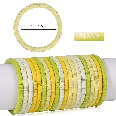 Polymer Clay Heishi Surfer Stretch Bracelets Set BJEW-SW00131-1