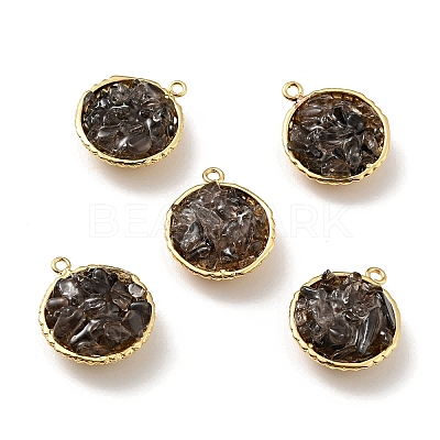 Natural Smoky Quartz Chip Pendants KK-C242-05G-09-1