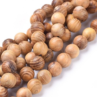 Natural Wood Beads Strands X-WOOD-F008-05-D-1