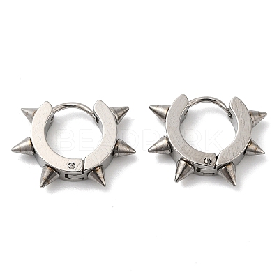 Tarnish Resistant 201 Stainless Steel Spike Hoop Earrings with 304 Stainless Steel Pins EJEW-A098-04P-1