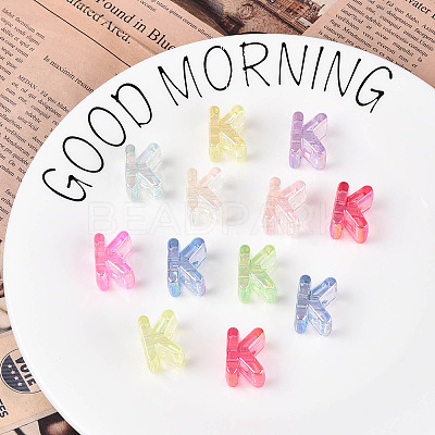 UV Plating Transparent Acrylic European Beads OACR-M027-02K-1