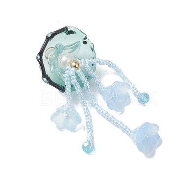 Glass Seed Beaded Jellyfish Big Pendants PALLOY-MZ01166-1